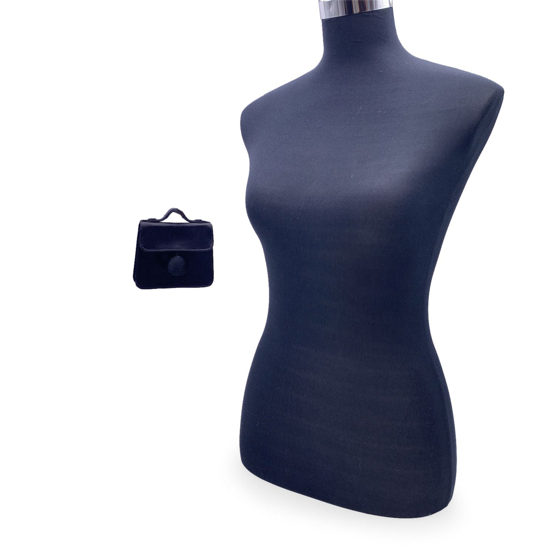 FENDI Vintage Black Satin Minaudiere Mini Micro Evening Bag