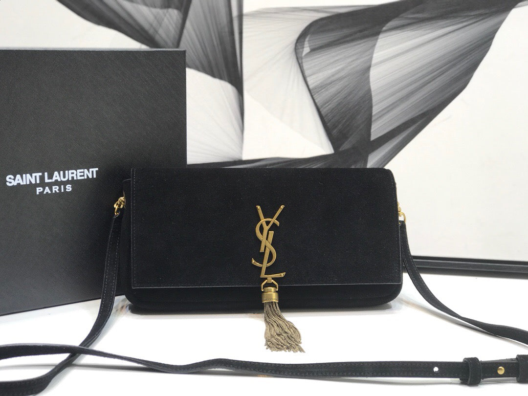 YSSL Kate Tassel Small Shoulder Bag Black For Womtlm 10.2in/26cm YSL 6042760UD7W1011