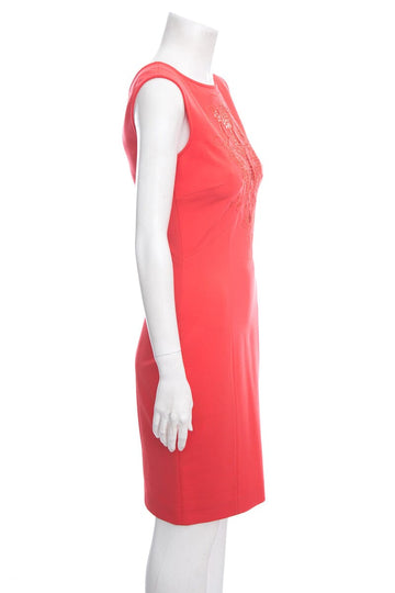 Blumarine Coral Tonal Lace Inset Dress SZ S