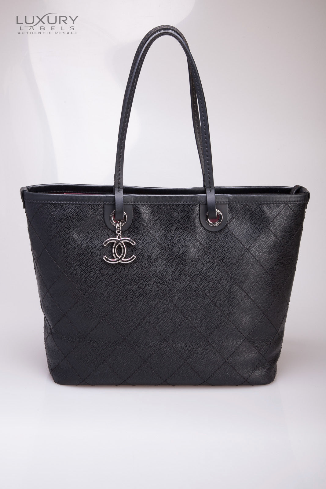 Chanel Black Quilted Caviar Leather Fever Tote