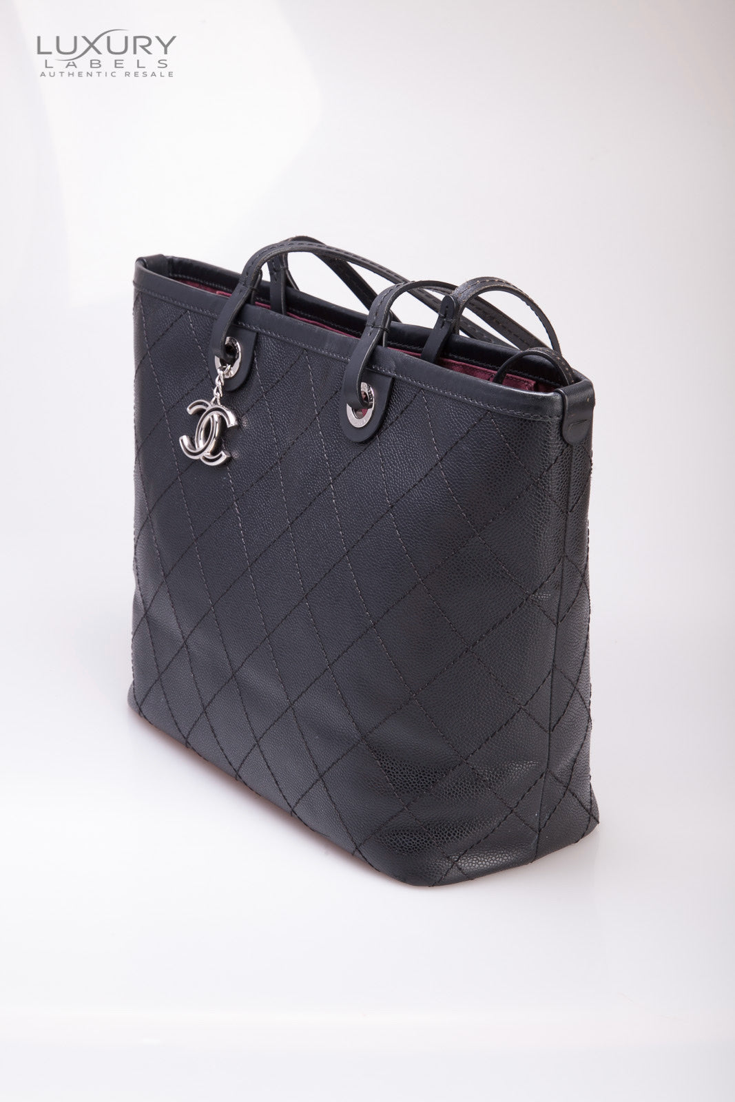 Chanel Black Quilted Caviar Leather Fever Tote