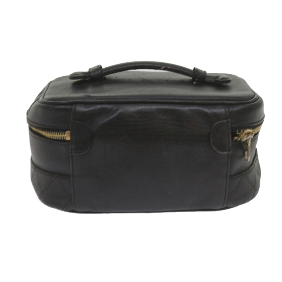 CHANEL Vanity Cosmetic Pouch Leather Black CC Auth 59984