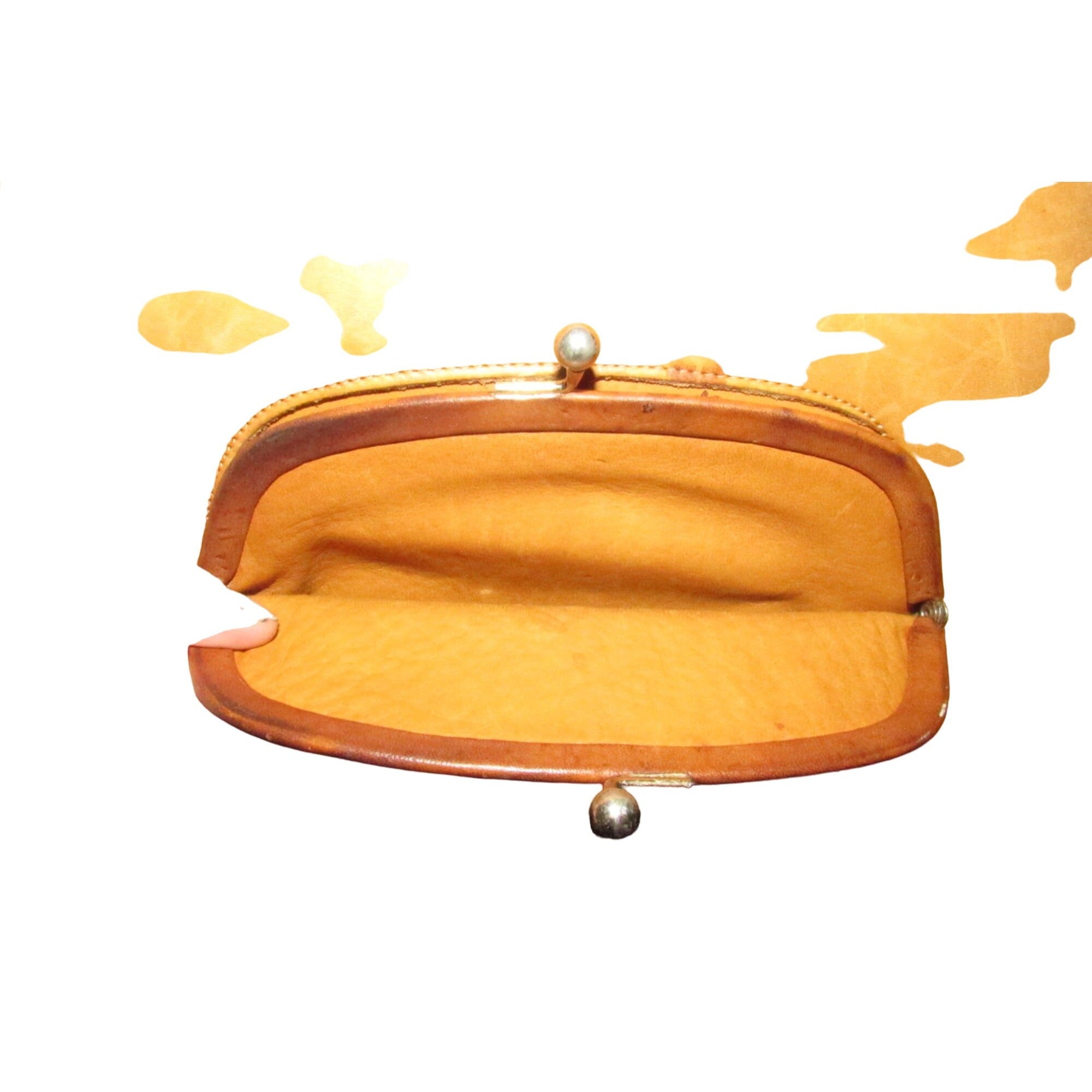 Amazing, early Coach NYC by Bonnie Cashin, Watermelon Tote Bag with a kiss closure pocket, in soft, saddle colored leather