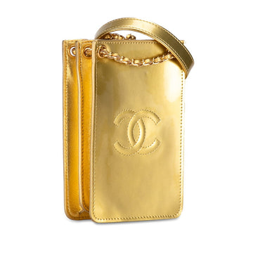 Chanel Patent Leather Crossbody Phone Holder Leather Crossbody Bag in Good condition
