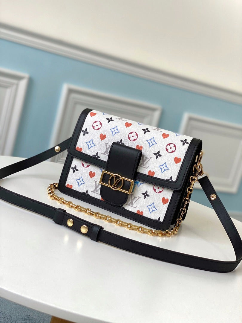 LV Dauphine MM Game On Monogram Canvas White For Womtlm,  Shoulder Bags 9.8in/25cm LV M57463