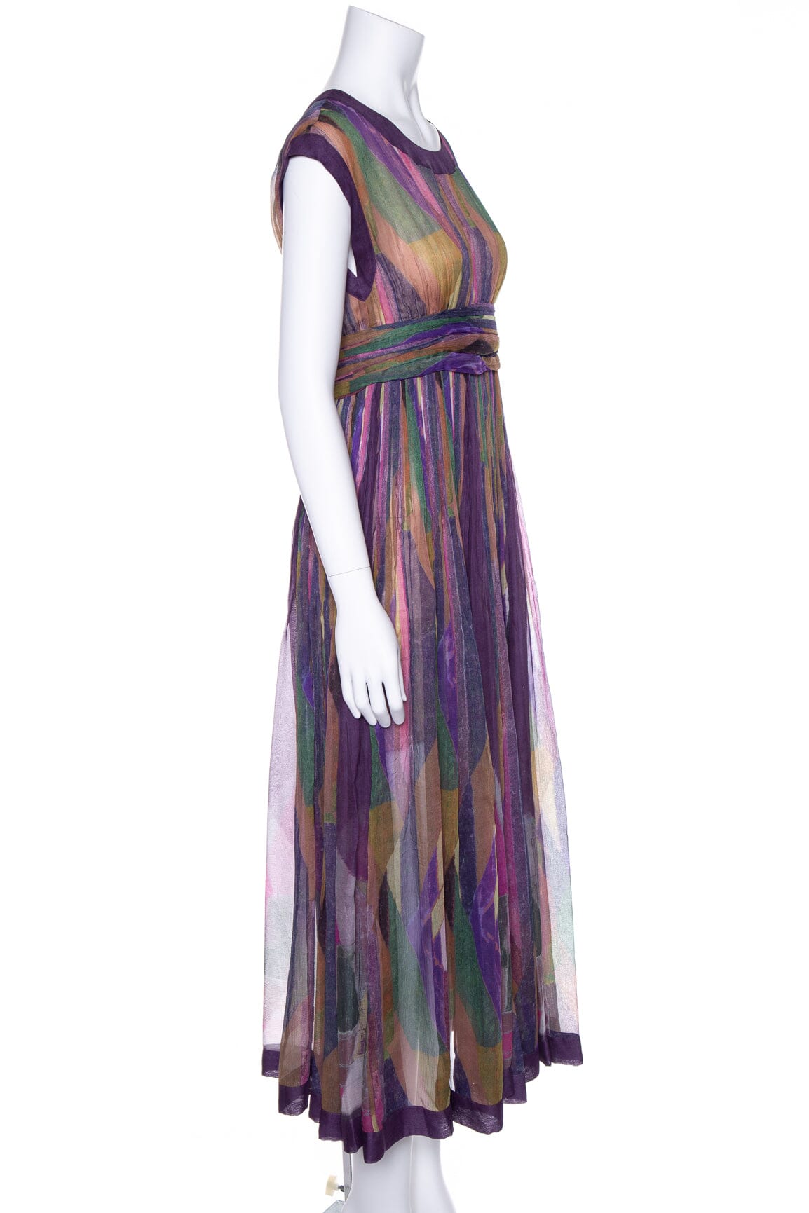 Chanel Purple & Multicolor Printed Sleeveless Dress SZ 34