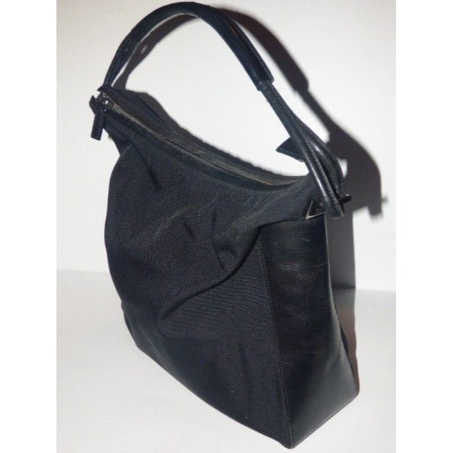 Gucci New Black Leather Nylon Fabric Shoulder Bag