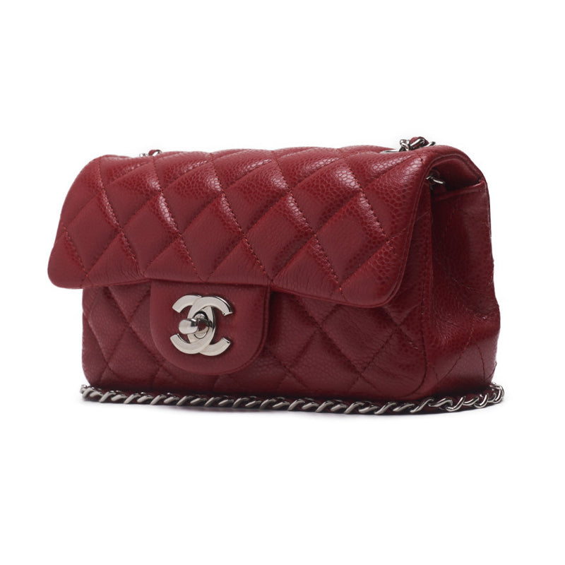 CHANEL ?CHANEL? Mini Trace Chain Shoulder Caviar S Red (Silver G ) Shoulder Bag Miniature Shoulder Bag  Bag Hybrid ? Ship? Netherlands Online