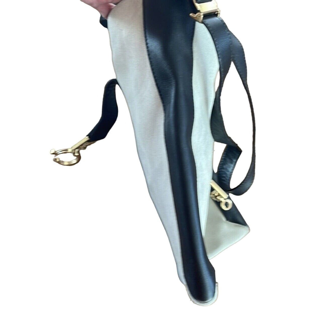 Vintage, Tom Ford era, Gucci, ivory suede & black leather, Jackie hobo shoulder bag with gold hardware