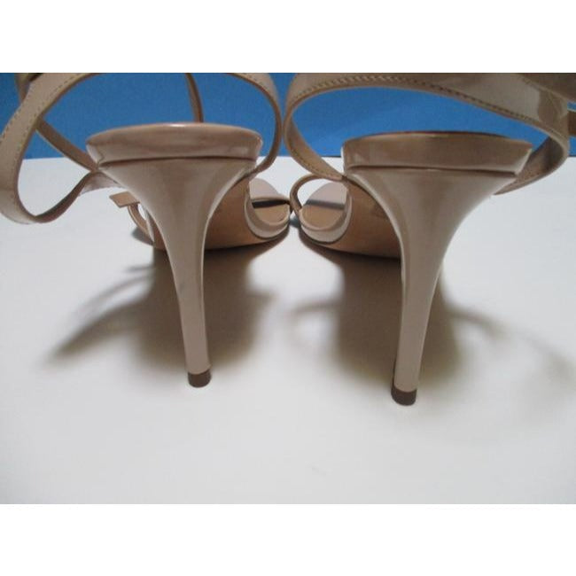 Asos Beige Patent Ankle Strap Flats Sandals Size Us