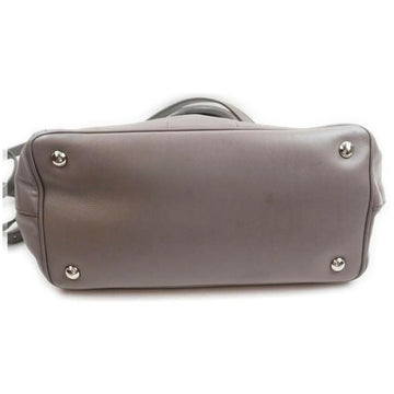 Prada Vitello Daino Top Handle Two Way Grey Leather Chrome Satchel