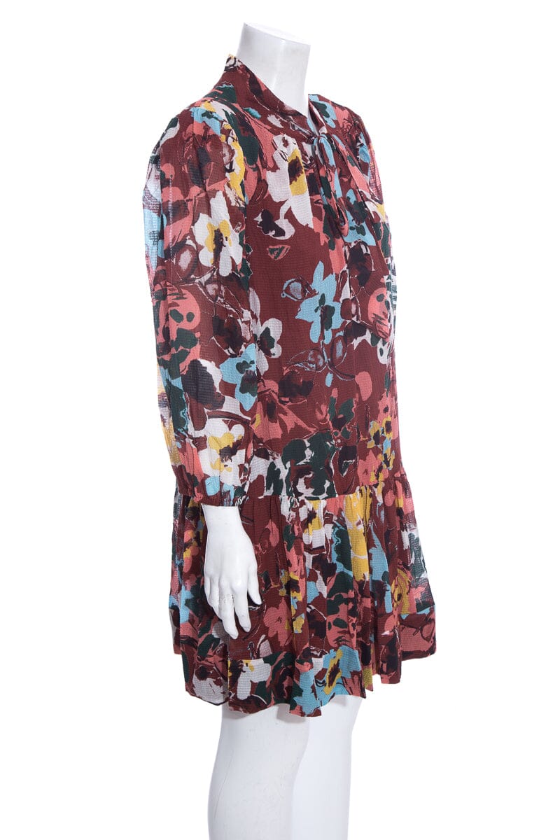 Tanya Taylor "Rosalind" Rust Printed Ruffle Dress SZ M NWT