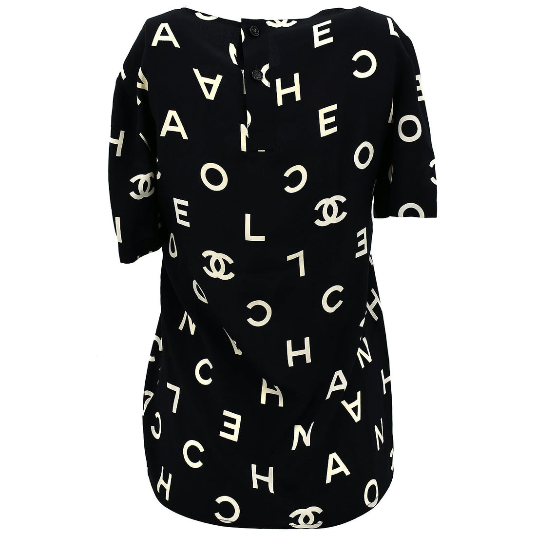 Chanel Spring 1997 Short Sleeve Shirt Blouse Tops Black 97P #38