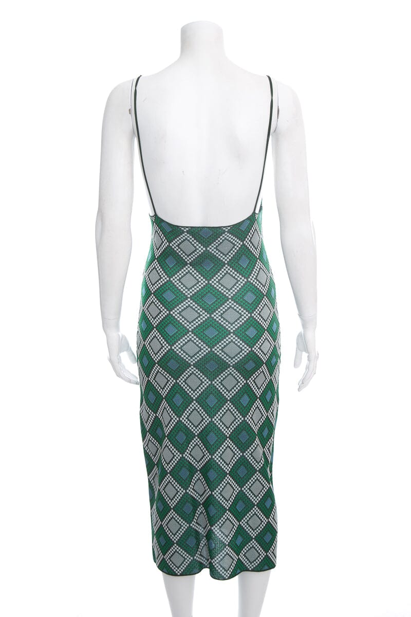 Ahluwalia Green Geometric Diamond Print Sleeveless Dress SZ 8