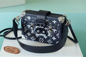 LV Petite Malle Monogram Jacquard Dtlmim Navy Blue For Womtlm,  Shoulder And Crossbody Bags 7.9in/20cm LV 