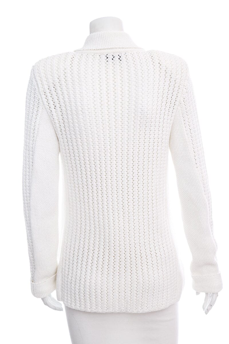 Chanel White Knit Cardigan Sweater SZ 36