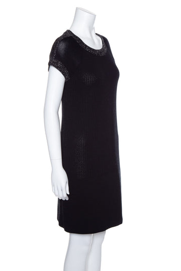 Chanel Navy Fitted Short Sleeve Dress SZ 36