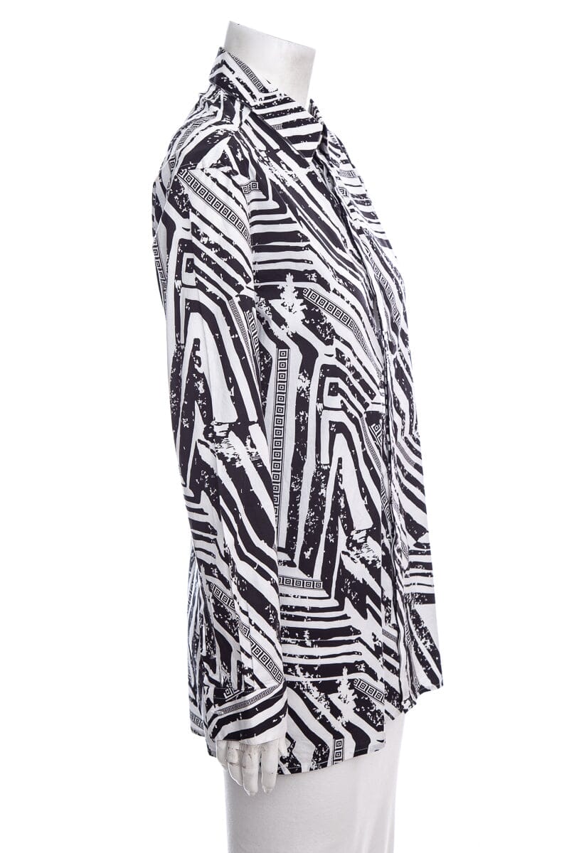 Versace Black & White Cotton Blouse SZ 39