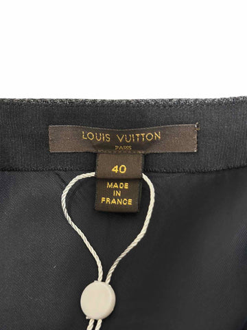 LOUIS VUITTON Grey Herringbone Pencil Skirt