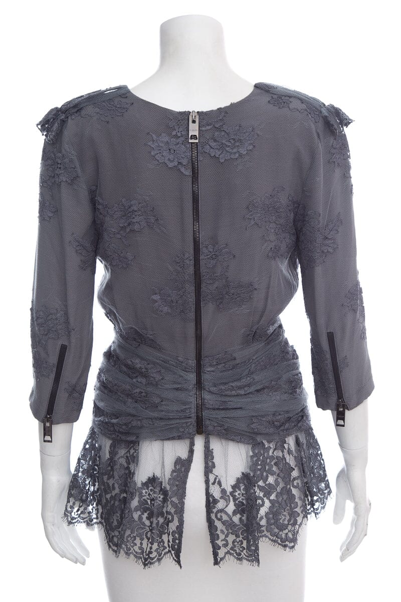 Burberry Grey Lace Top SZ 42 NWT