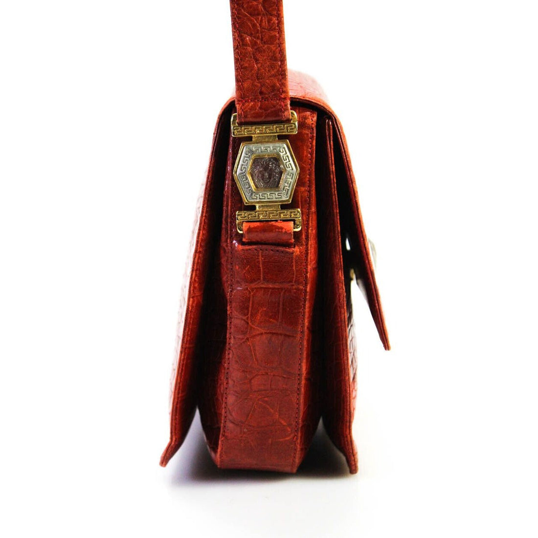 Vintage Gianni Versace red crocodile cross body bag
