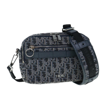 CHRISTIAN DIOR Trotter Canvas Shoulder Bag Navy Auth 60082A