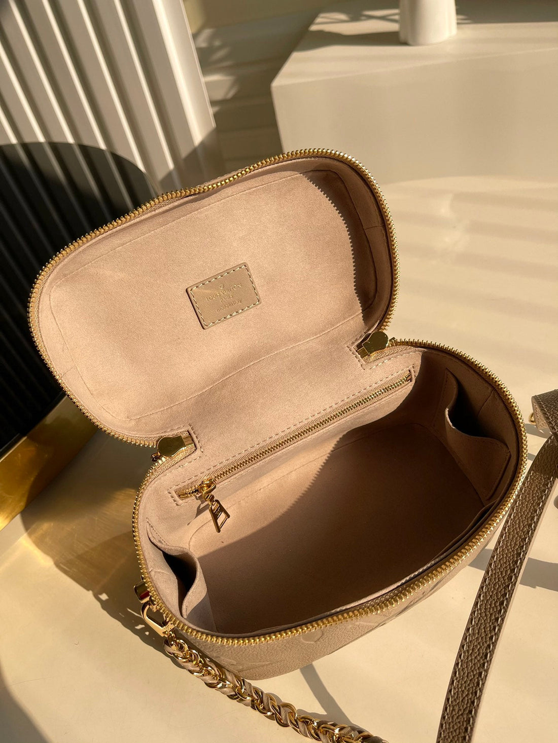 LV Vanity PM Handbag Monogram Empreinte Tourterelle Beige For Womtlm, Womtlm’s Handbags, Shoulder And Crossbody Bags 7.5in/19cm LV M45608