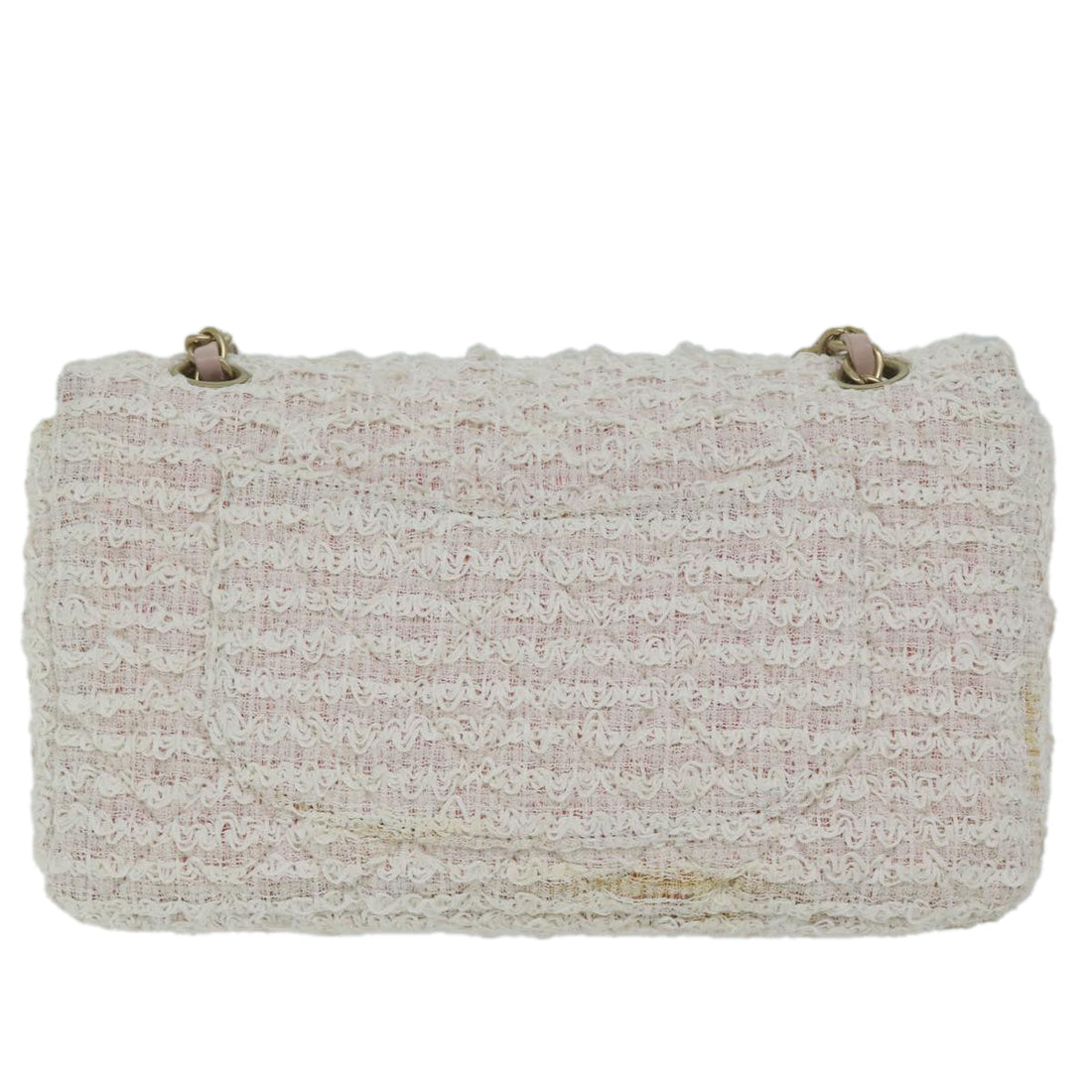 CHANEL Matelasse Chain Shoulder Bag Tweed Pink CC Auth 60753A