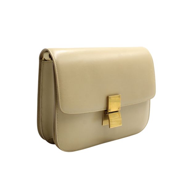 Celine Beige Medium Classic Box Crossbody Bag