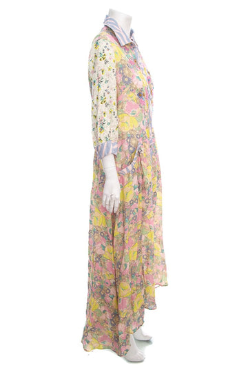 Anjuna Multicolor Linen Floral Maxi Button Up Dress SZ M NWT