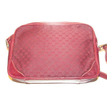 Gucci Vintage Gg Burgundy Small G Logo Canvas And Burgundy Leather