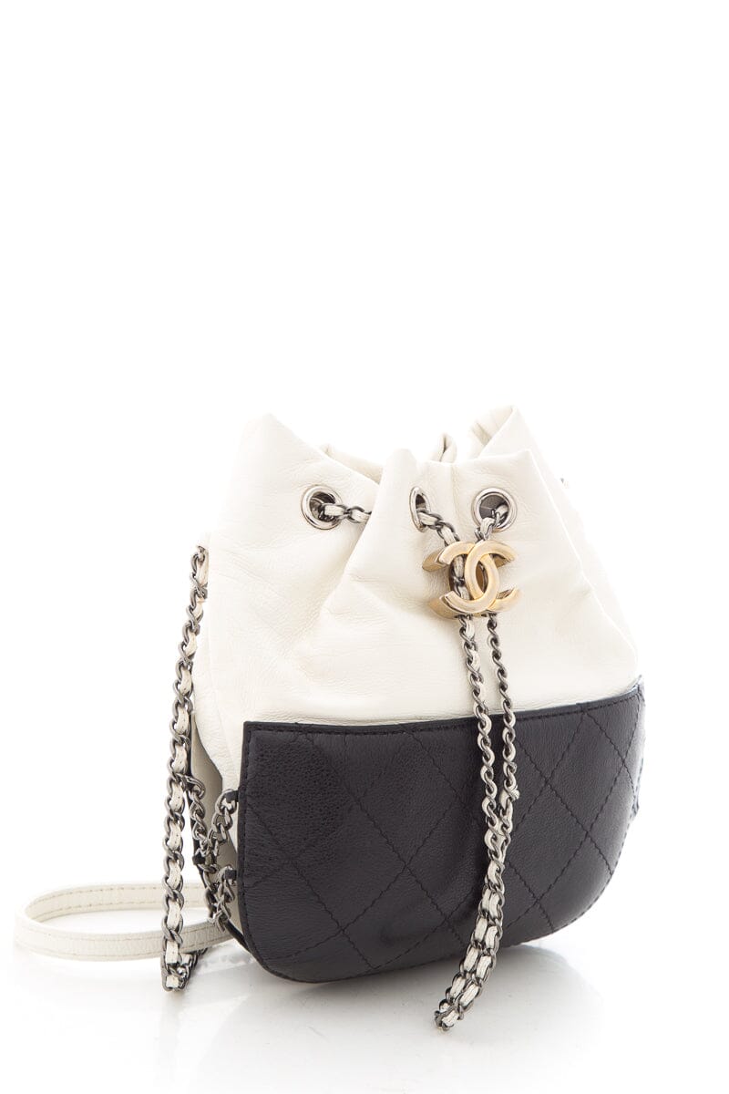 Chanel Black & Cream Gabrielle Small Drawstring Handbag