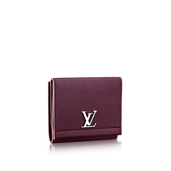 Louis Vuitton LockMe II Compact Wallet Taurillon Leather Prune<
