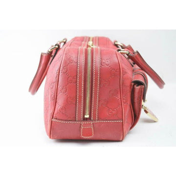 Gucci Joy Boston Bag Padlock Limited Edition Red Large G Logo Embossed Leather With Red Enamel