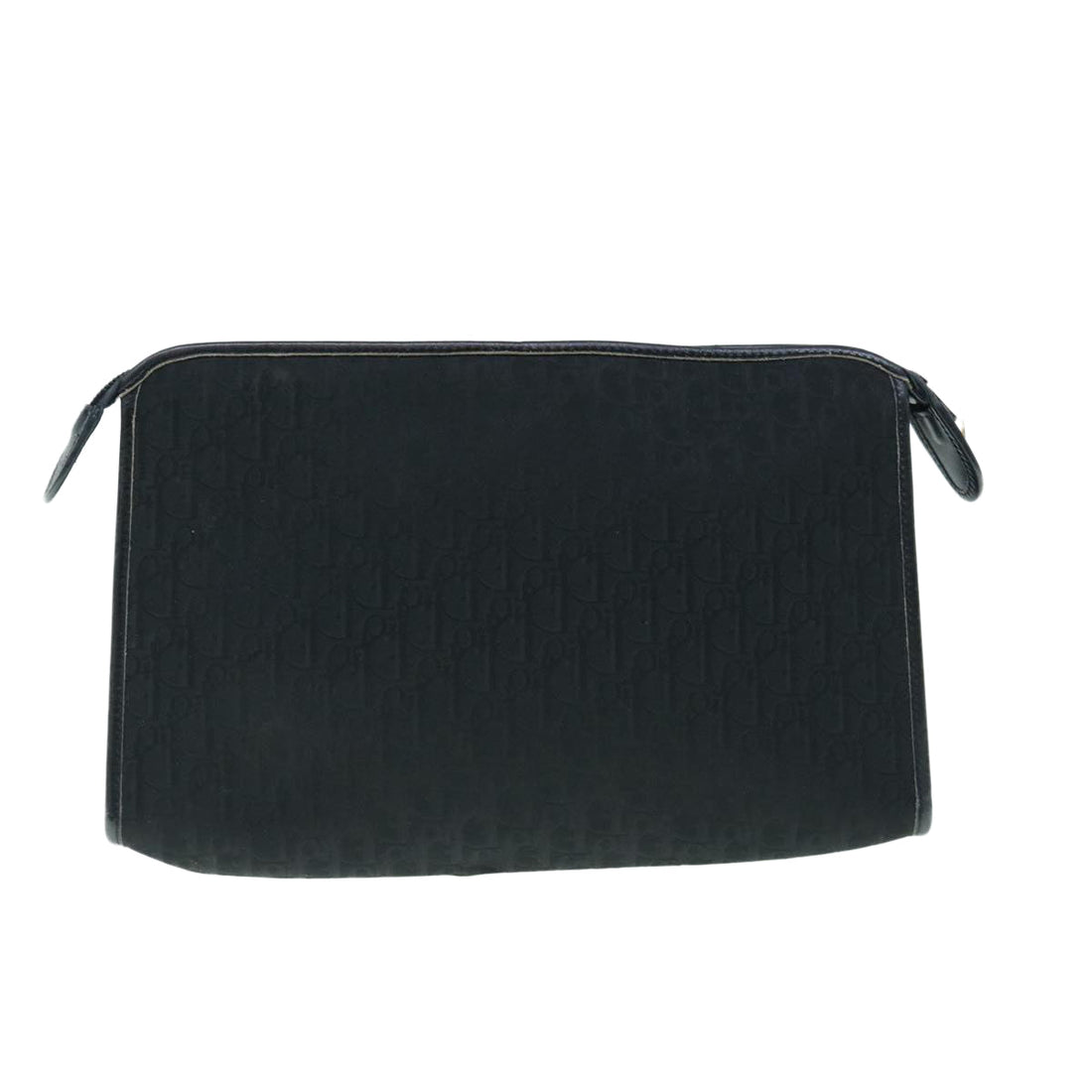 CHRISTIAN DIOR Trotter Canvas Clutch Bag Black Auth 63884