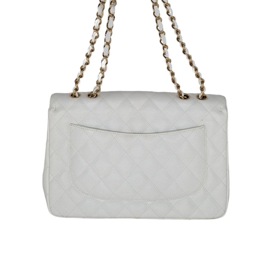 Chanel Bag Vintage Classic Quilted Caviar Single White Jumbo Flap