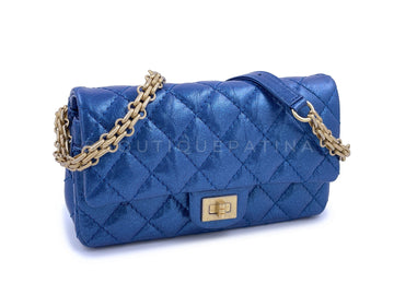 NIB 19A Chanel Reissue Waist Bag Fanny Pack Iridescent Sapphire Blue