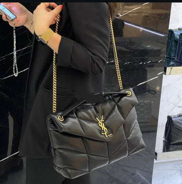 YSL Women Bag  Elegant Crossbody Design (Black/Gold)