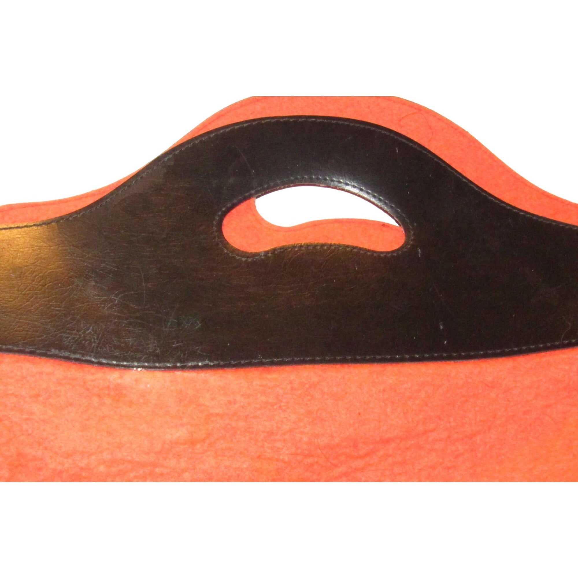 Vintage, Gucci, red soft wool & black leather, large tote with a leather oval with 'GUCCi' and the crest accent at the center