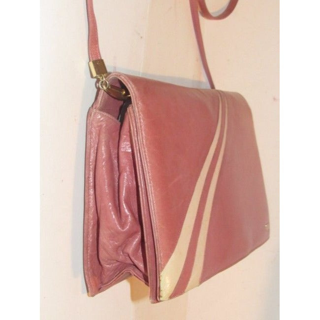 Bally Vintage Pursesdesigner Purses Pink Leather With White Striped Accents Shoulder Bag