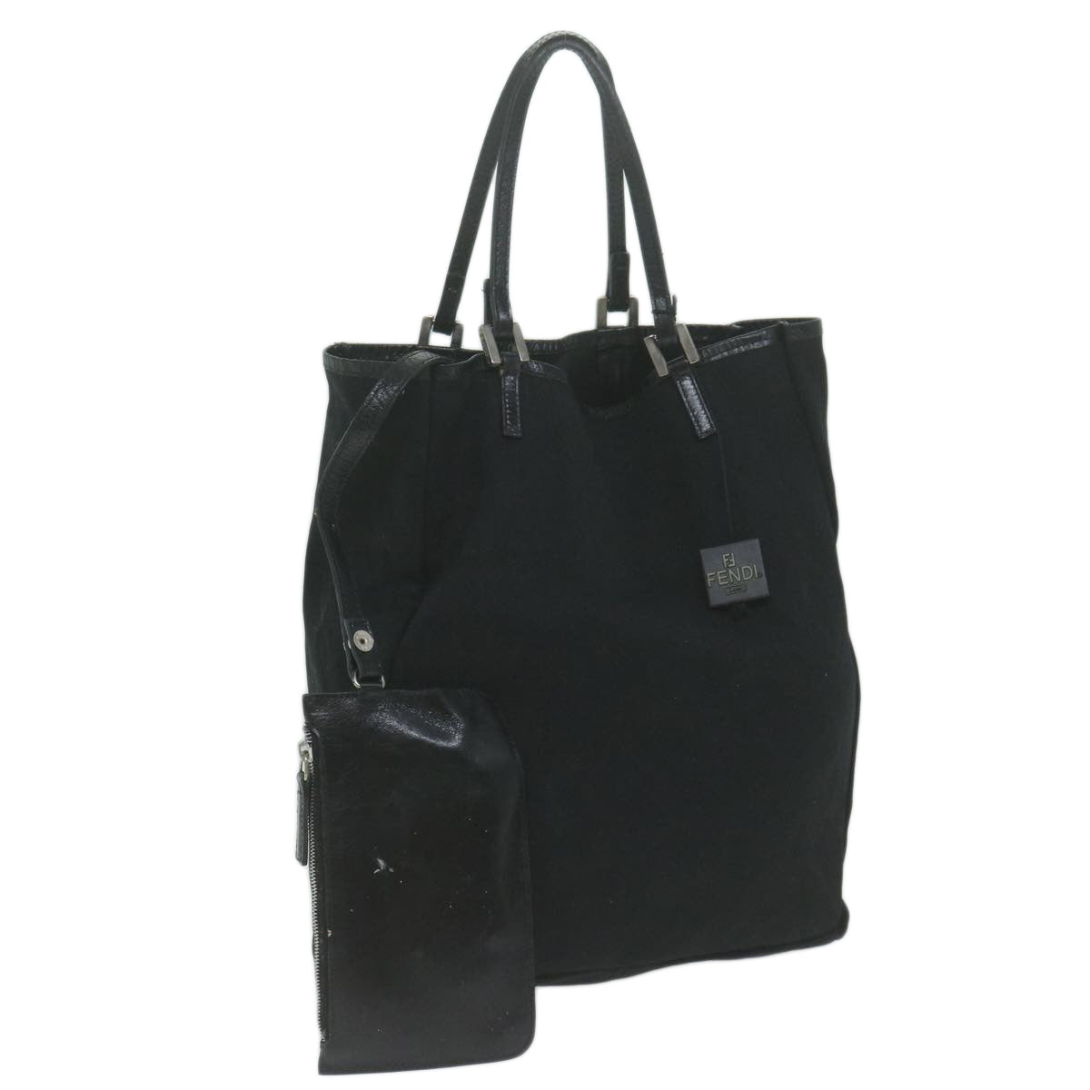 FENDI Hand Bag Nylon Black Auth 65087