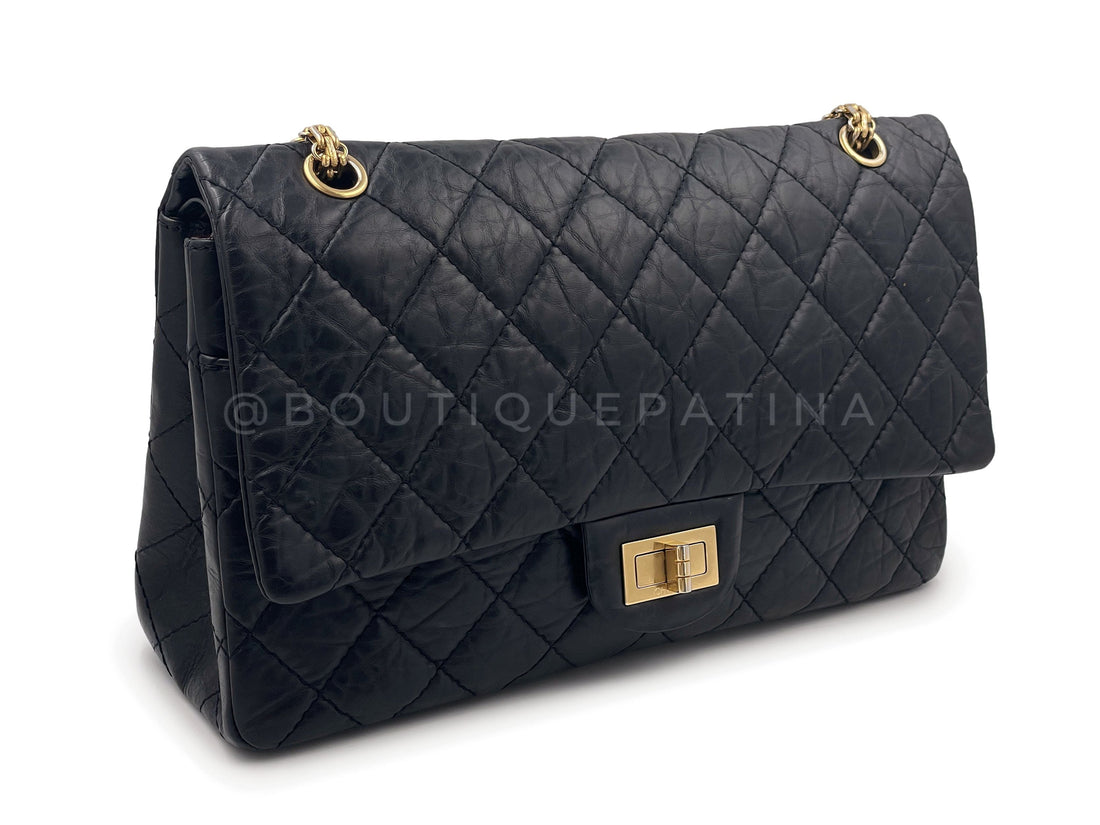 Chanel Black Aged Calfskin Reissue Large 227 2.55 Flap Bag GHW