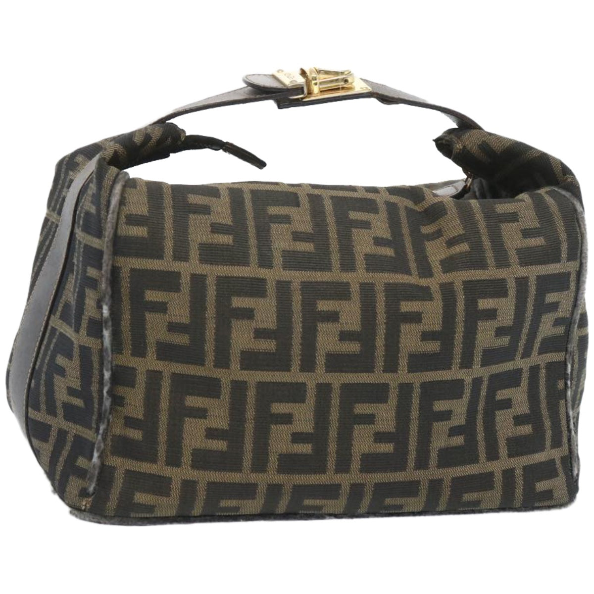 FENDI Zucca Canvas Vanity Hand Bag Brown Auth 65366