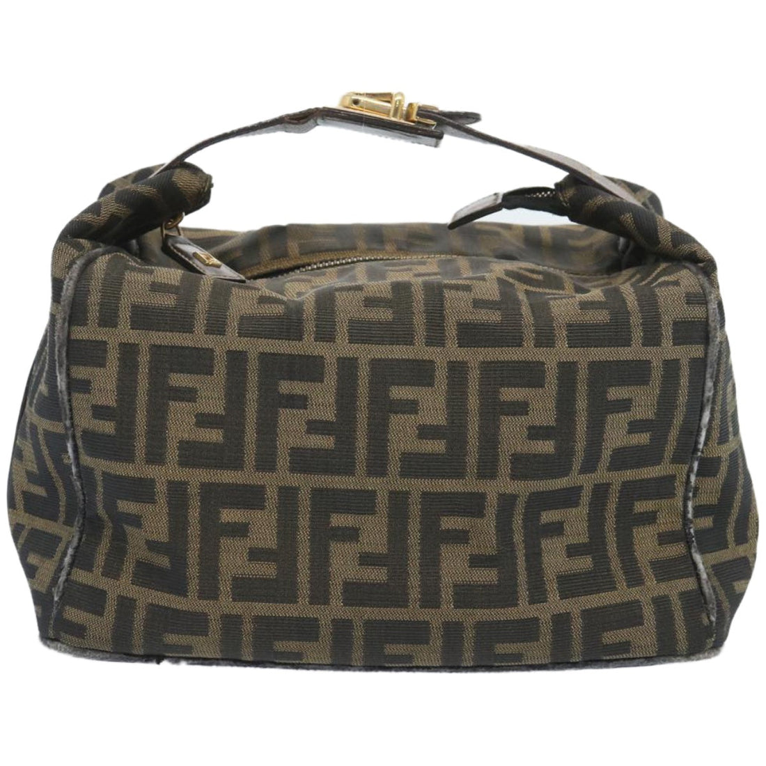 FENDI Zucca Canvas Vanity Hand Bag Brown Auth 65366