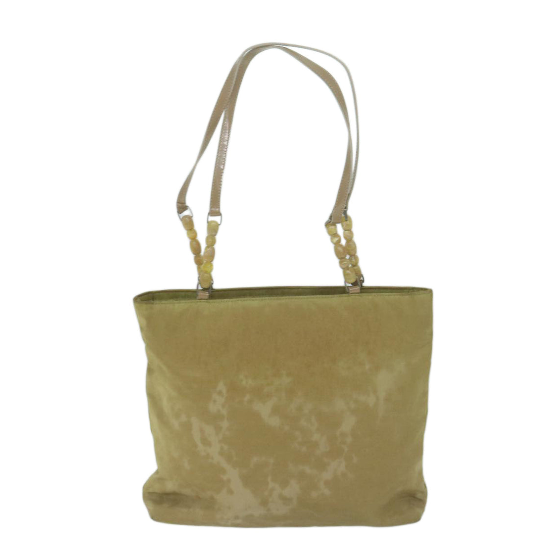 CHRISTIAN DIOR Maris Pearl Tote Bag Nylon Beige Auth 65723