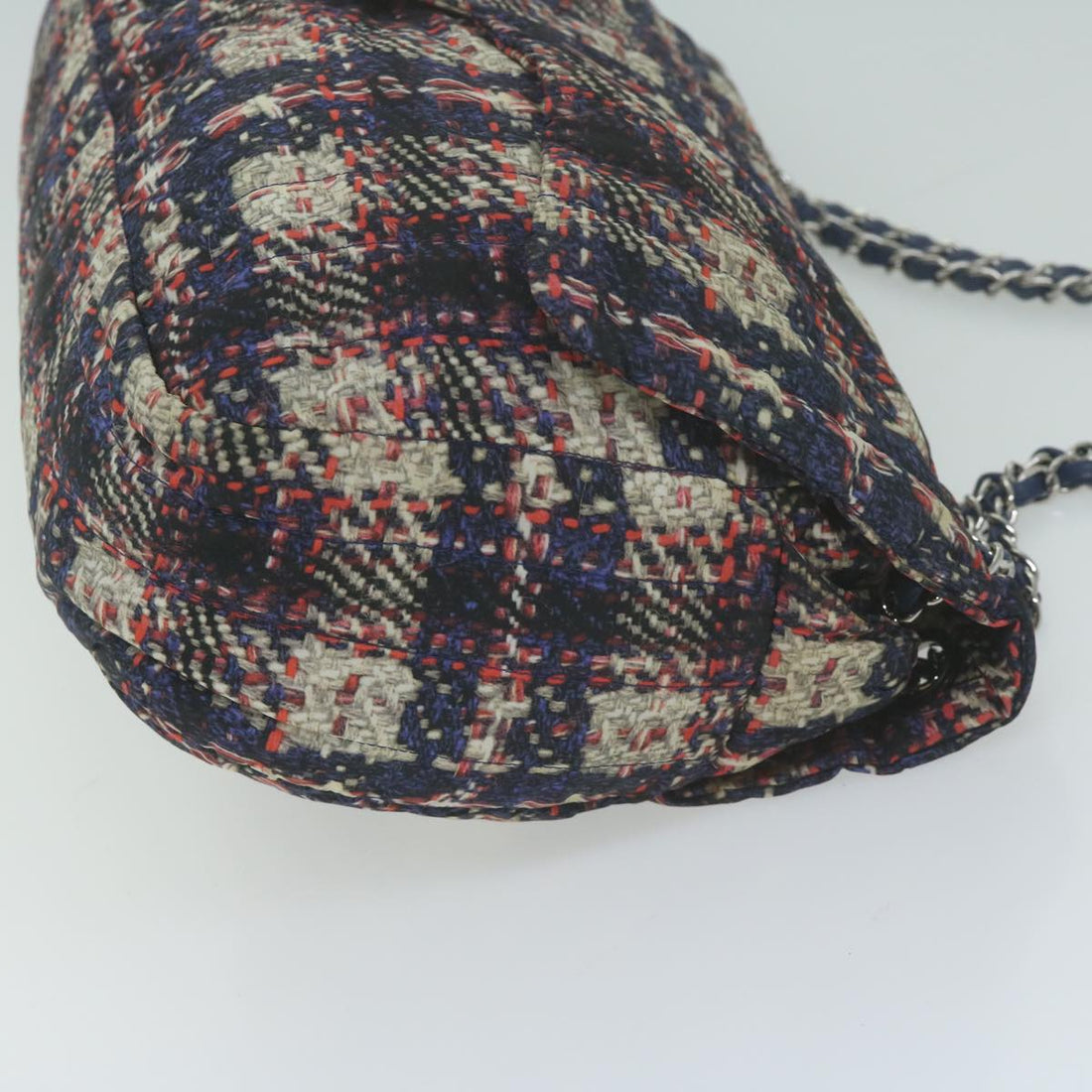 CHANEL Turn Lock Chain Shoulder Bag Nylon Navy White CC Auth 65724A