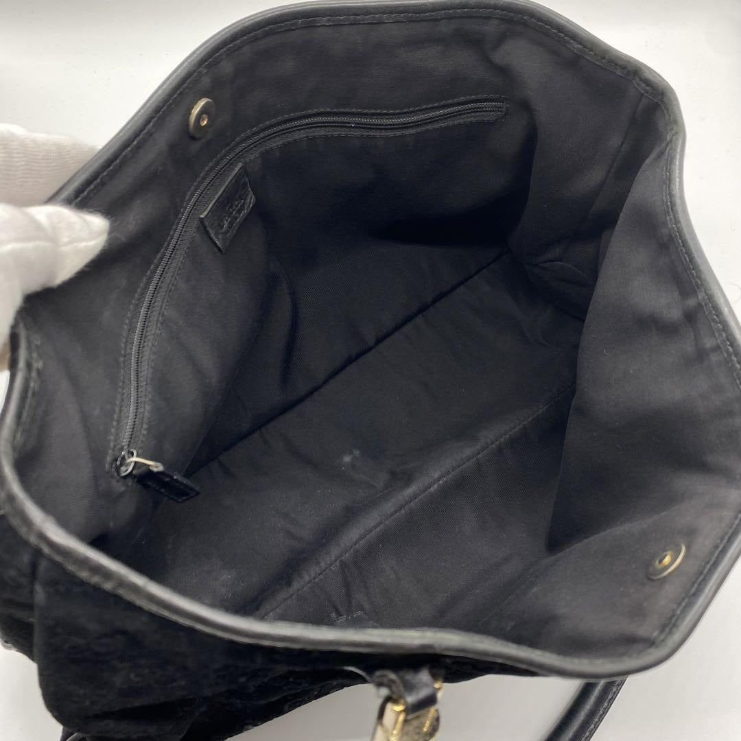 Gucci metallic G on black suede satchel w red & blue stripe