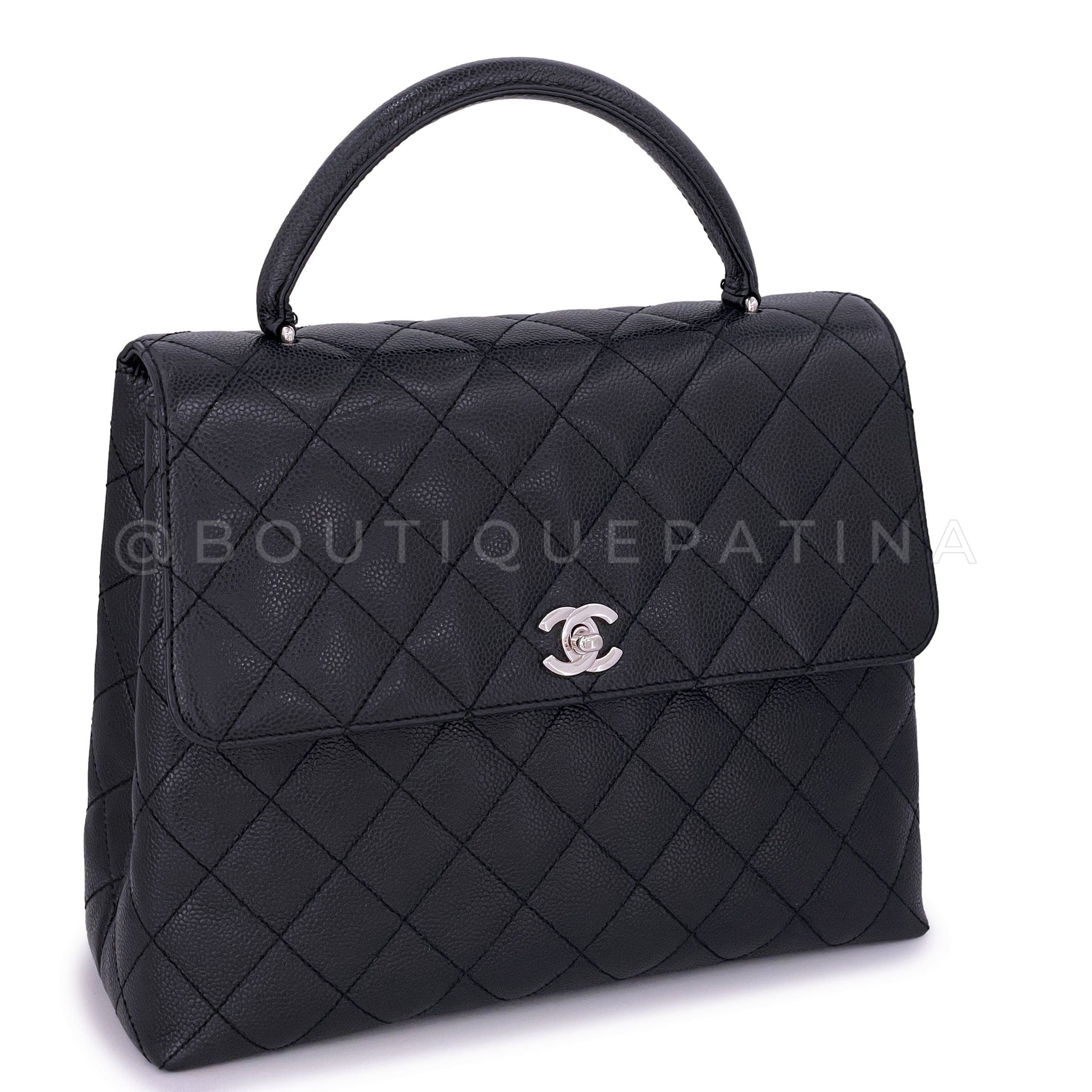 Chanel Vintage Black Caviar Kelly Flap Bag SHW