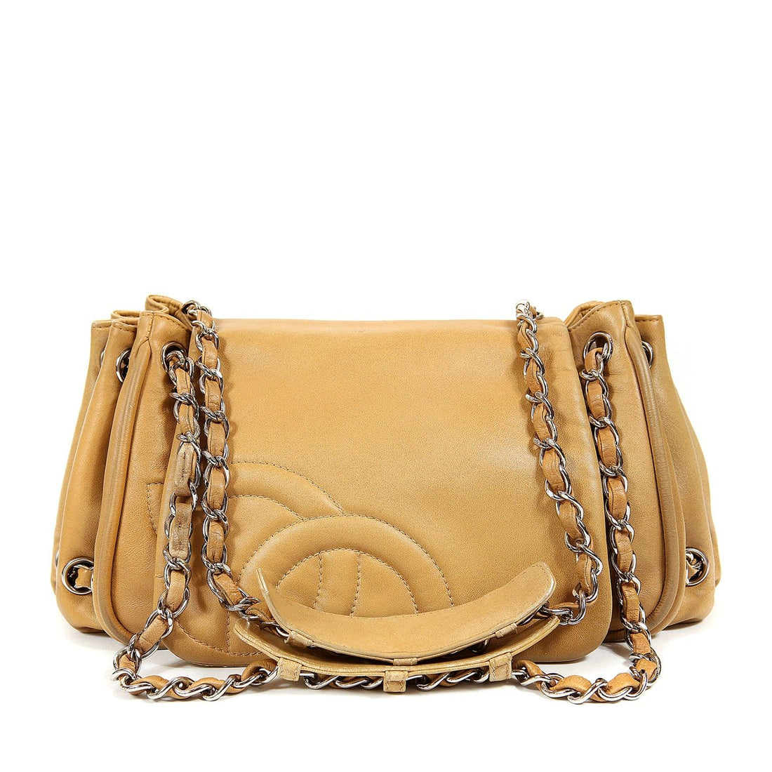 Chanel Beige Leather Accordion Flap Bag