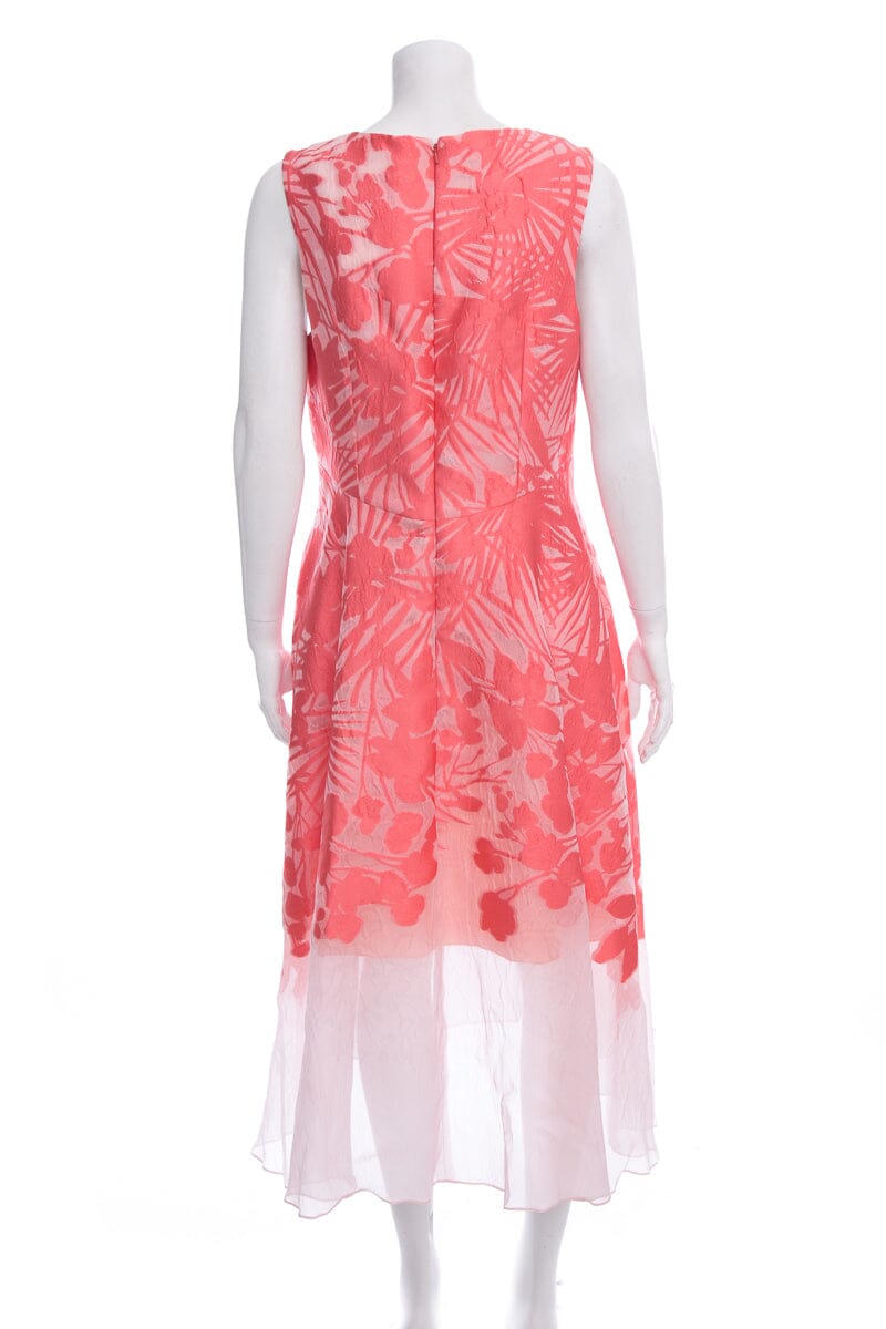 Lela Rose Pink Embroidered Sleeveless Chiffon Style Dress SZ 12 NWT